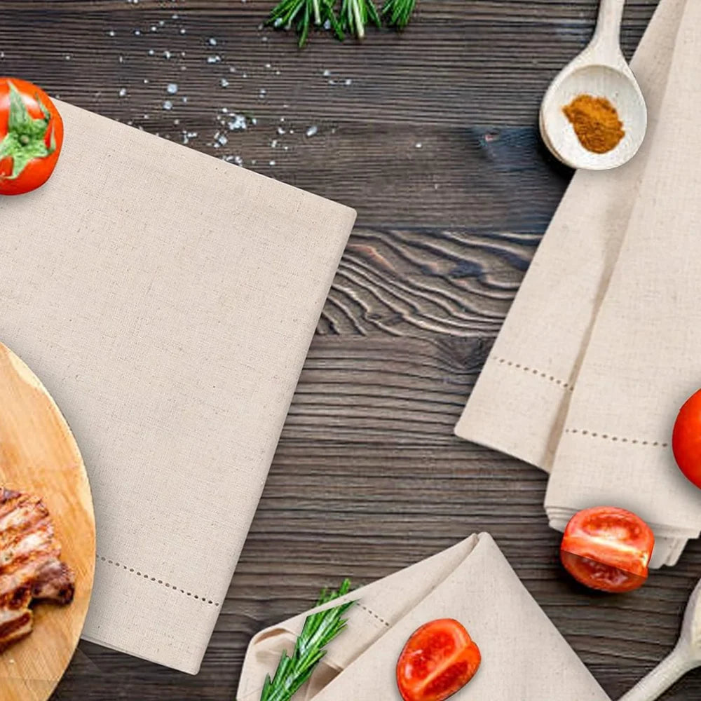 Linen Napkin Set (Set of 6) — Soft Hemstitched Cloth Napkins for Everyday Tables
