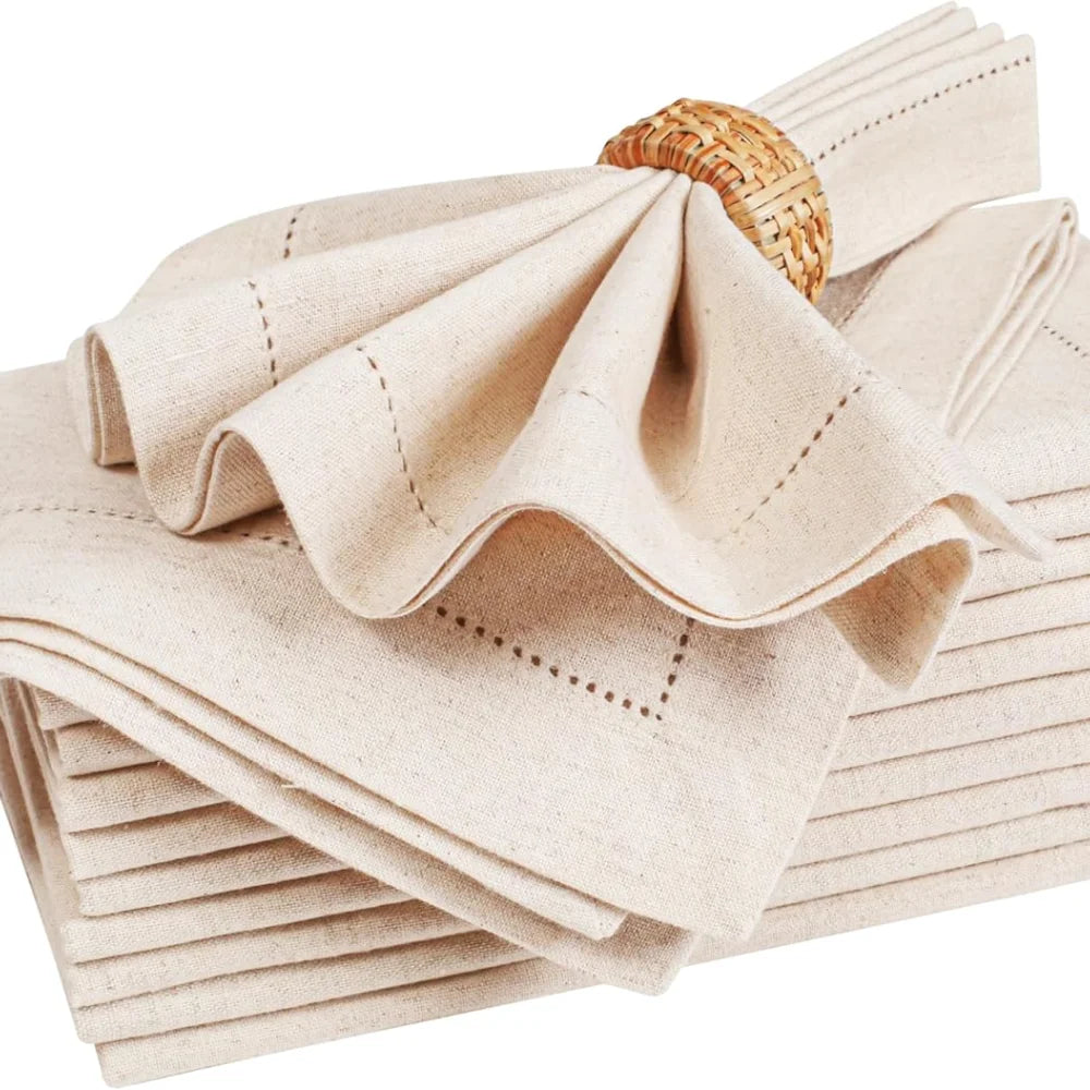 Linen Napkin Set (Set of 6) — Soft Hemstitched Cloth Napkins for Everyday Tables