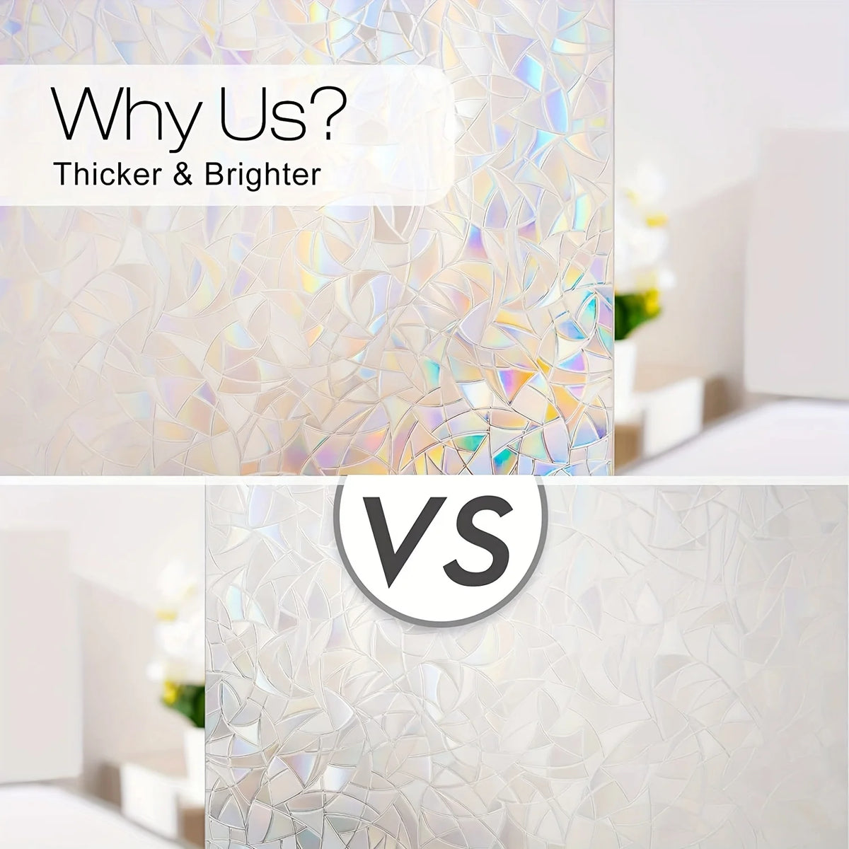 Static-Cling Privacy Window Film — Decorative Rainbow Film, No Glue (Renter-Friendly)