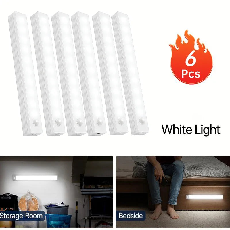 6-Pack Rechargeable Motion Sensor Cabinet Lights — Wireless LED for Closet, Kitchen & Stairs