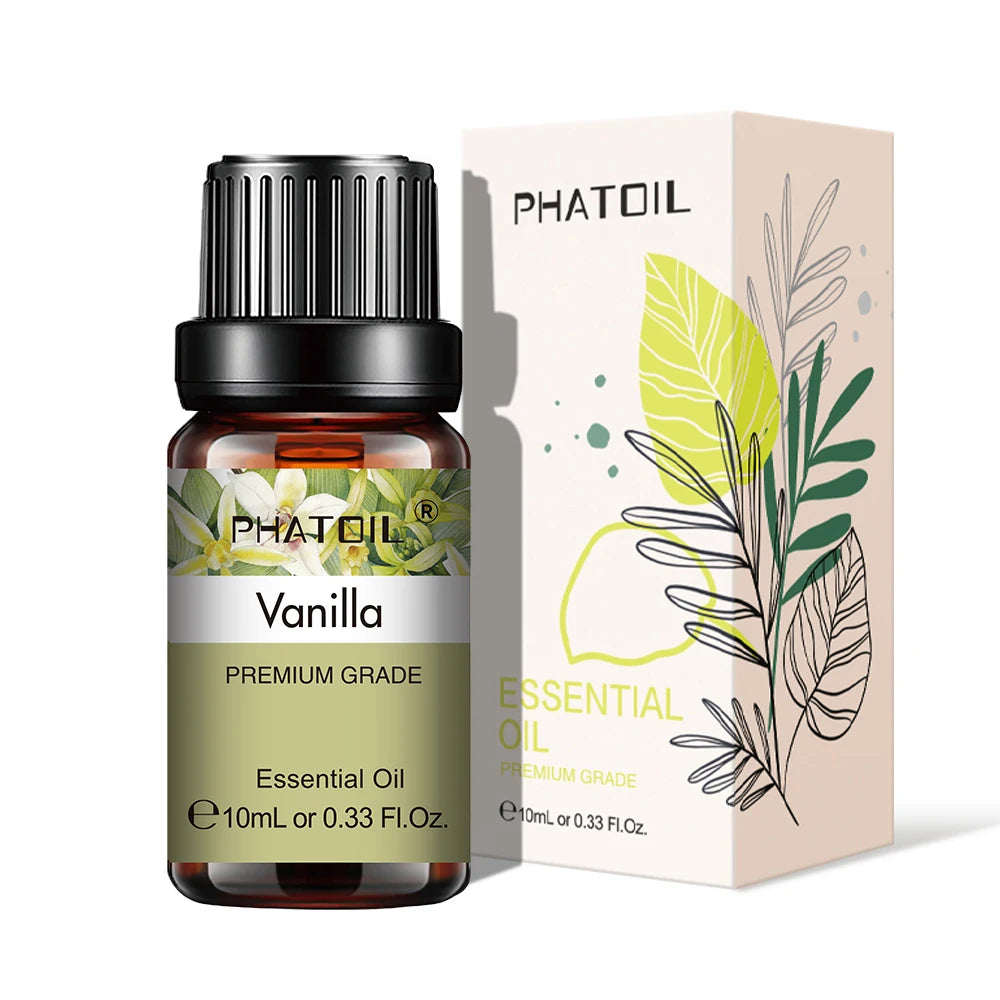 PHATOIL Natural Plant Essential Oil 10ml Eucalyptus Lavender Bergamot Vanilla Peppermint 1PCS Aroma Essential Oils For Diffuser