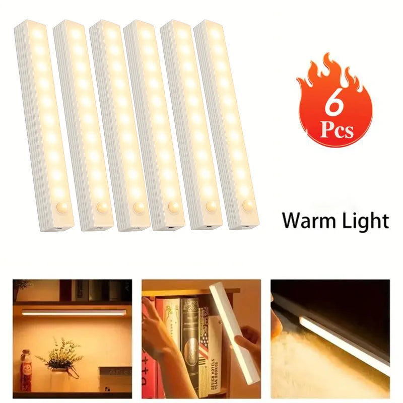 6-Pack Rechargeable Motion Sensor Cabinet Lights — Wireless LED for Closet, Kitchen & Stairs
